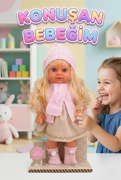 Lucia Girl Konuşan 35 cm - Etkileşimli Kolları Bacakları ve Kafası Et Kutulu Atkılı Oyuncak Bebek ürün görseli 1