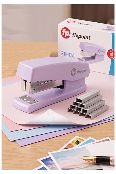 Lila Zımba Makinesi 24/6 1 Adet Fixpoint P-4529 Pastel Renkler Büyük Zımba Makinası ve Teli 15 20 Sayfa Ofis Büro ürün görseli 1