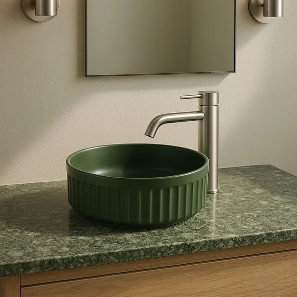 EY-4715MY Mat Yeşil Tezgah Üstü Lavabo ürün görseli 1
