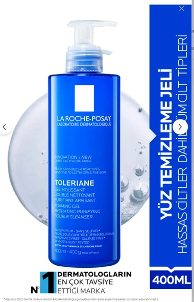 La Roche Posay Toleriane Tüm Ciltler İçin Temizleme Jeli 400 ml ürün görseli 1