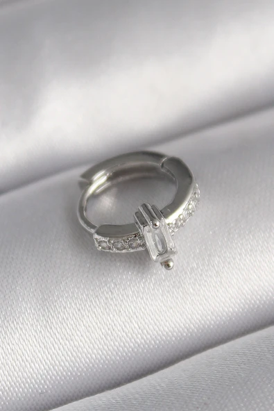 316L Çelik Gümüş Renk Zirkon Taşlı Tragus Piercing Tj-Pr1307 ürün görseli 1