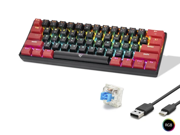 Mekanik Rgb Klavye Switch - Siyah Kırmızı Mf1701Br ürün görseli 1