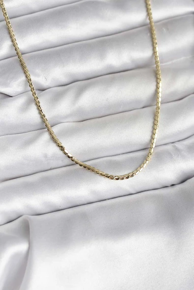 14K Gold Renk Kaplama Ezme Zincir Model Cm Kadın Kolye Tj-Bko10733 ürün görseli 1