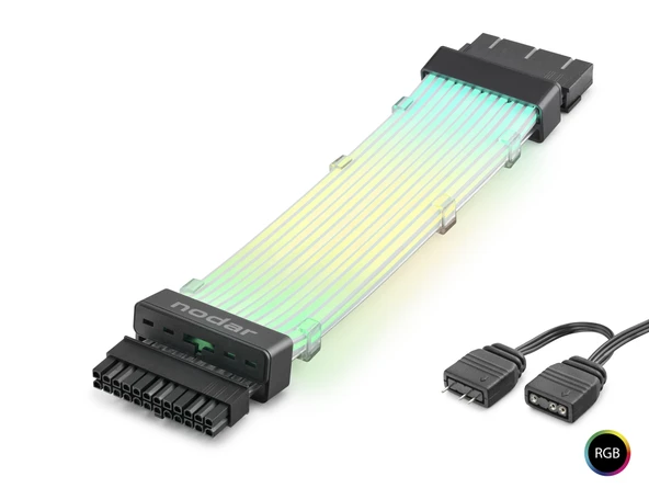 24 Pin Argb Power Supply Uzatma Kablosu Gümüş Kaplamalı Bükülebilir 2 Mm 108 Led Siyah Nd2814B ürün görseli 1