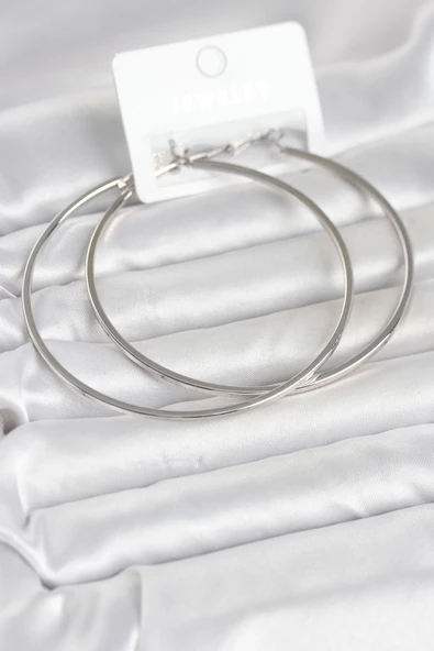 Gümüş Renk Pirinç Köşeli Kenar Halka 72 Mm Kadın Küpe Tj-Bkp11770 ürün görseli 1