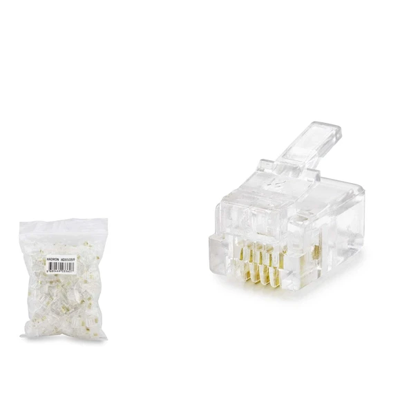 Rj11 Konnektör 4Pın Telefon 100Lü Paket Şeffaf Hdx5059 ürün görseli 1