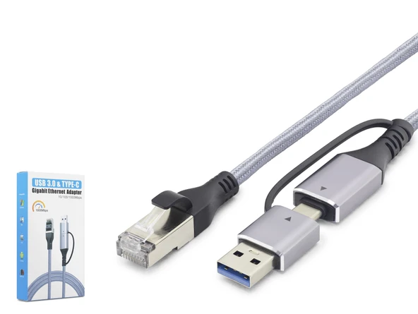 Usb 3.0 &Amp; Type-C Gigabit Ethernet Adaptör - Gri Hdx7876 ürün görseli 1