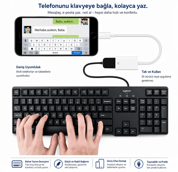 Lightning USB-A Dönüştürücü Tak Çalıştır Adaptör - Resim 4