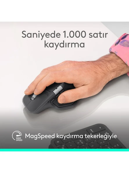 Logitech Mx Master 4 910-007562 Siyah Şarjlı Kablosuz Mouse - Resim 3