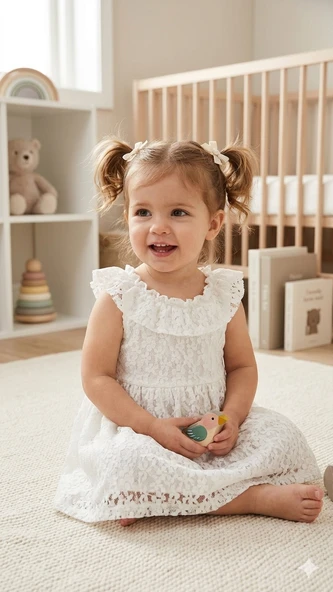 Kız Bebek Dantelli Elbise CKB-50504 - Resim 2