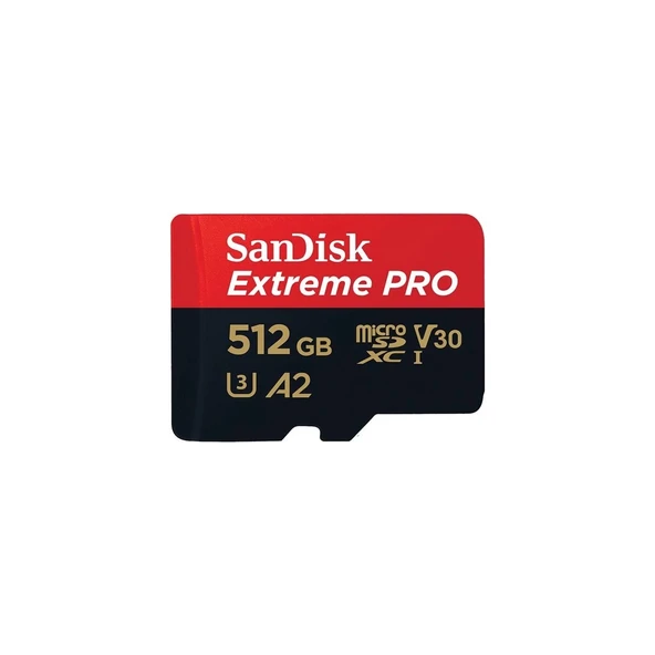 Sandisk Extreme Pro 512GB 200/140MB/S Microsdxc Uhs-I A2 V30 Adaptörlü Hafıza Kartı SDSQXCD-512G-GN6MA ürün görseli 1