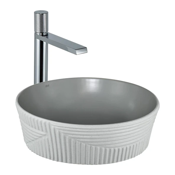 E-W1502MAG Tezgah Üstü Lavabo Mat Gri & Beyaz ürün görseli 1