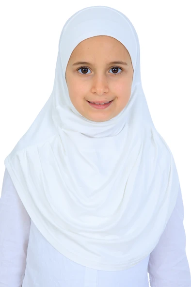 Kız Çocuk Hazır Başörtüsü Pratik Penye Şal Tesettür Giyim  Krem ürün görseli 1