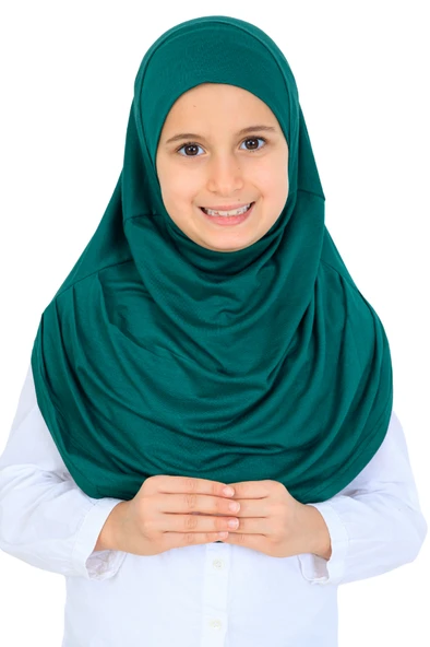 Kız Çocuk Hazır Başörtüsü Pratik Penye Şal Tesettür Giyim  Zümrüt ürün görseli 1