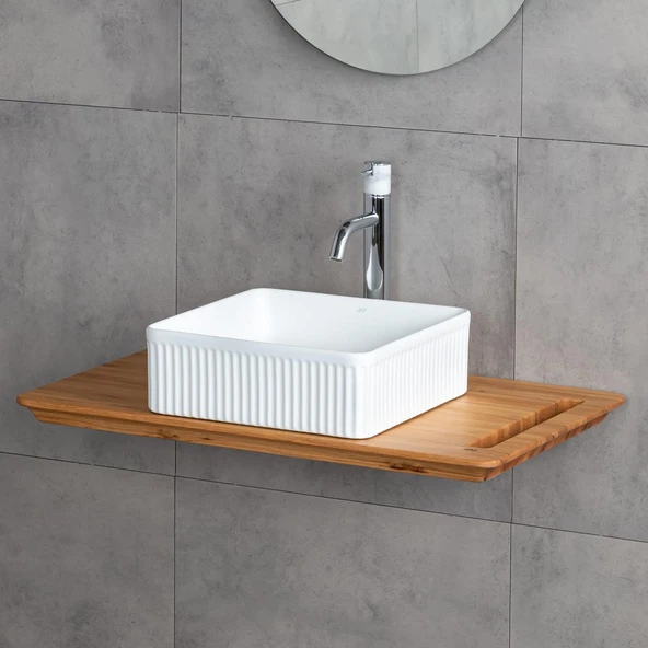 E-W1003MB Tezgah Üstü Lavabo Mat Beyaz - Resim 3