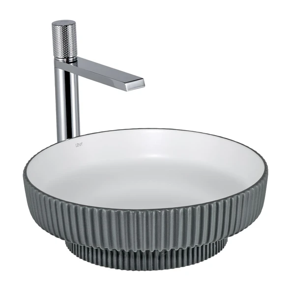 E-W1501MGB Tezgah Üstü Lavabo Mat Gri & Beyaz ürün görseli 1