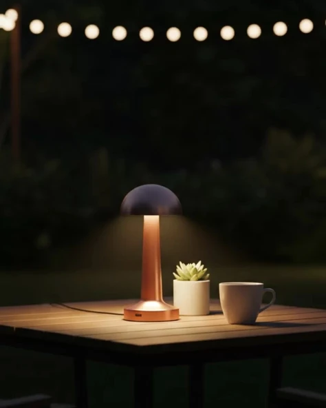 Nevamel® Modern Bronz Masa Lambası 3 Renk LED Dokunmatik Şarjlı Model ürün görseli 1