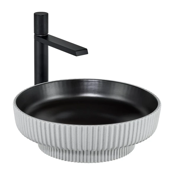 E-W1501MSB Tezgah Üstü Lavabo Mat Siyah & Beyaz ürün görseli 1