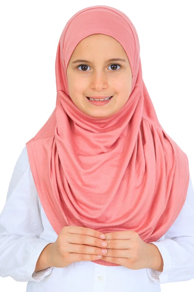 Kız Çocuk Hazır Başörtüsü Pratik Penye Şal Tesettür Giyim  Gül Kurusu ürün görseli 1