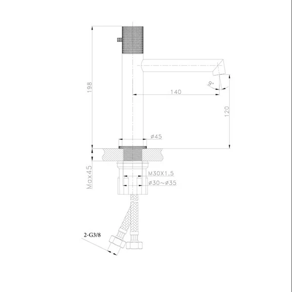 FM-2215 Siyah Lavabo Bataryası - Resim 2