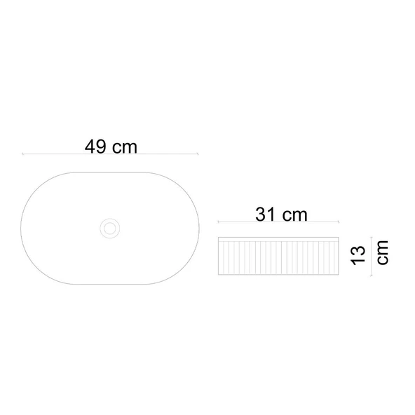 E-W1002MB Tezgah Üstü Mat Beyaz Lavabo - Resim 2