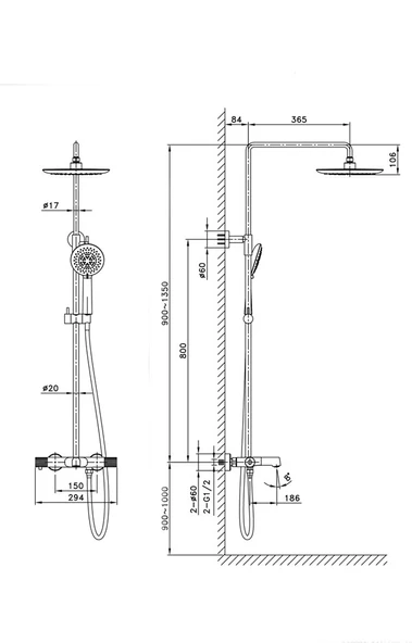 FM-2155 Siyah Duş Ünitesi - Resim 3