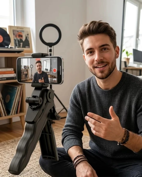 Nevamel® Katlanabilir Telefon Standı Mini Tripod Masaüstü Video Çekim Tutucu ürün görseli 1