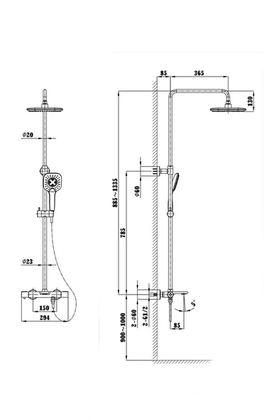 FM-2355 Siyah Duş Ünitesi - Resim 3