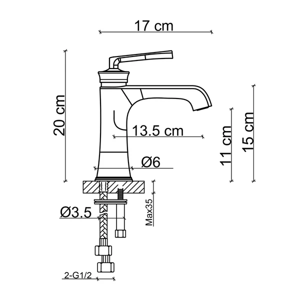 FK-3016 Mat Antik Lavabo Bataryası - Resim 2