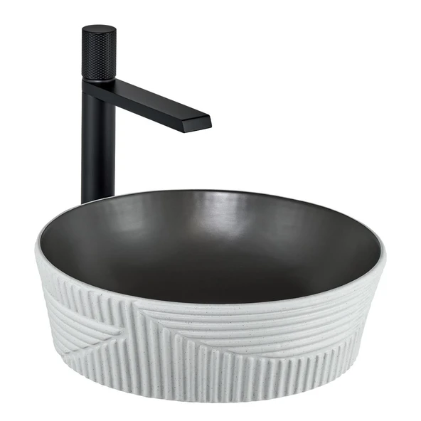 E-W1502MKG Tezgah Üstü Lavabo Mat Koyu Gri & Beyaz ürün görseli 1