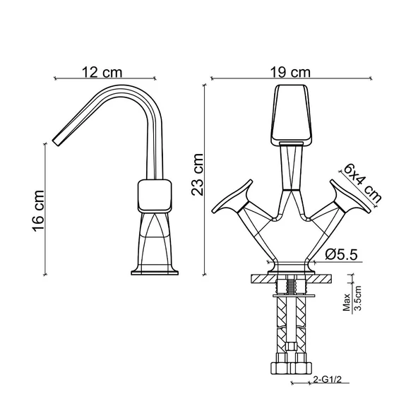 FK-1012 Altın Lavabo Bataryası - Resim 3