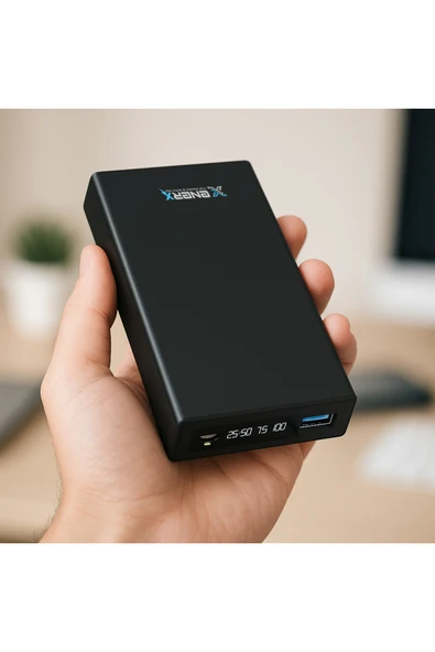 ENERX ENR-P2025DT 20000 mAh Powerbank 22.5 Watt Led Göstergeli Siyah ürün görseli 1