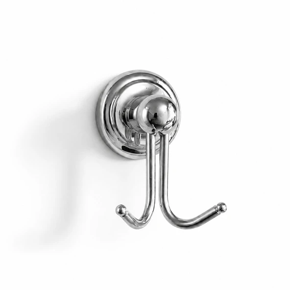 Lüks İkili Askılık Krom Duvar Tipi Metal Portmanto Banyo Mutfak Havlu Elbise Askısı Şık Tasarım ürün görseli 1