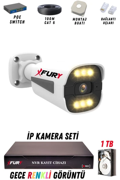 FURY 1 Kameralı Ip Güvenlik Kamerası Seti 4mp Gece Renkli Su Geçirmez 1506 1TB ürün görseli 1