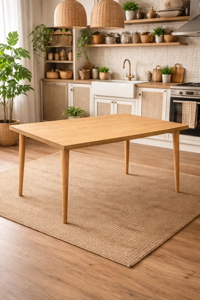 Lif Mobilya Ahşap Renk 4-6 Kişilik MDF Masa Ağaç Ayak ürün görseli 1