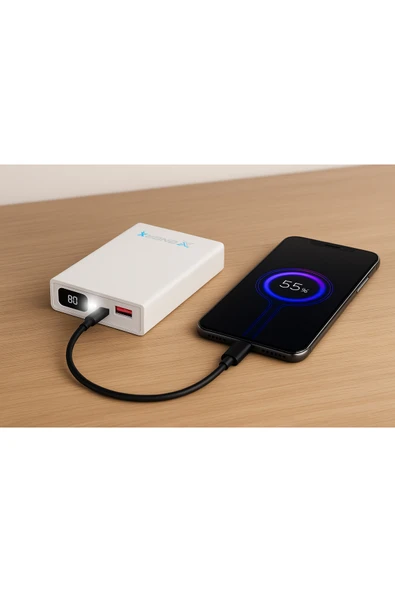 ENERX Enr-p10188dc 10000 Mah 2.1 Amper Dijital Göstergeli Powerbank Beyaz ürün görseli 1