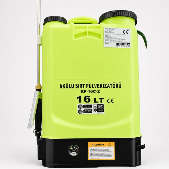 Şarjlı Sırt Tipi İlaçlama Pompası 16 Lt Elektrikli Ağaç Dal Bağ Bahçe Bitki Pülverizatör KF16C2 ürün görseli 1