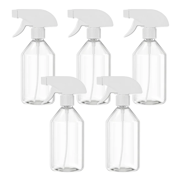 (5 Adet) 500 ml Şeffaf Cam Görünümlü 20 cm Çok Amaçlı Sprey Şişesi Kuaför Bitki Temizlik Püskürtme ürün görseli 1