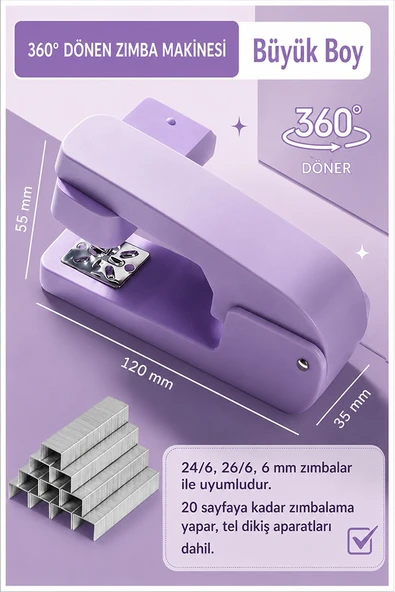 Zımba Makinesi 24/6 1 Adet Fixpoint P-4550 Pastel Renkler Büyük Zımba Makinası ve Teli 20 25 Sayfa Dereceli Ofis Büro ürün görseli 1