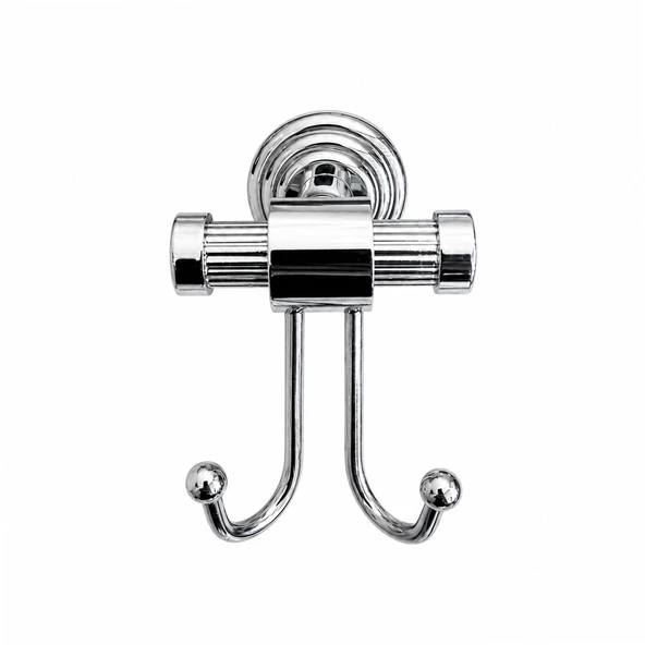 İkili Bornozluk Krom Duvar Tipi Askılık Banyo Havlu Askısı Metal Parlak Kaplama Askı Modeli ürün görseli 1