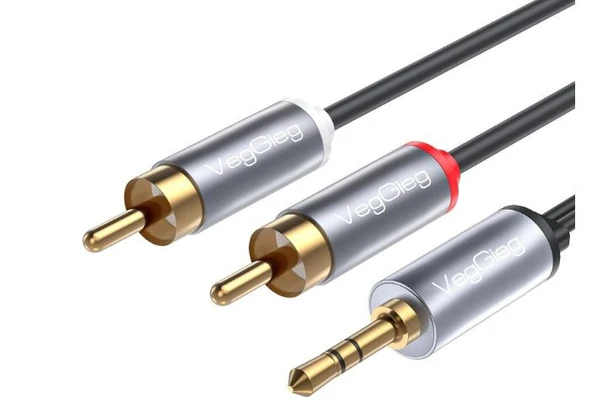 VegGieg 3.5mm Aux To 2 RCA Hi-Fi Ses Kablosu 15 Metre-AMBALAJ HASARLI SIFIR ÜRÜN ürün görseli 1
