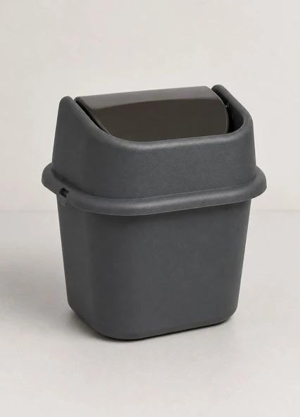 Çöp Yut Tezgah Üstü Çöp Kovası 3 L - Antrasit Mutfak Banyo Sallanır Kapak Mini Çöp Kutusu ürün görseli 1