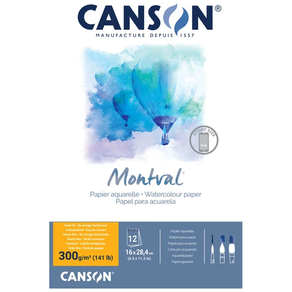Canson Montval Suluboya Defteri 160 x 284 mm, 300gr 12 Yaprak - story Size ürün görseli 1
