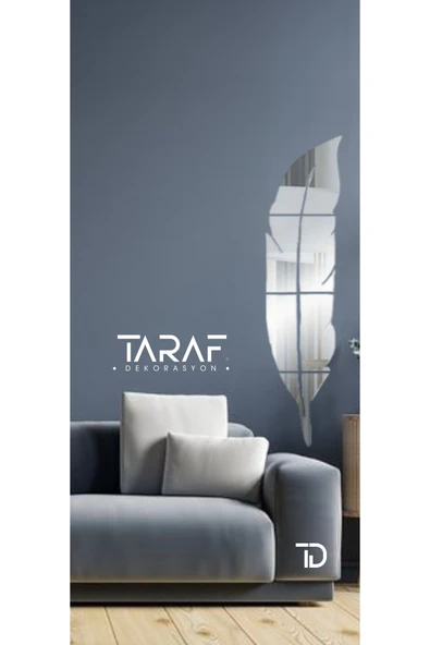 Taraf Dekorasyon Tüy Figürlü Dekoratif Silver-Gümüş Pleksi Ayna ürün görseli 1