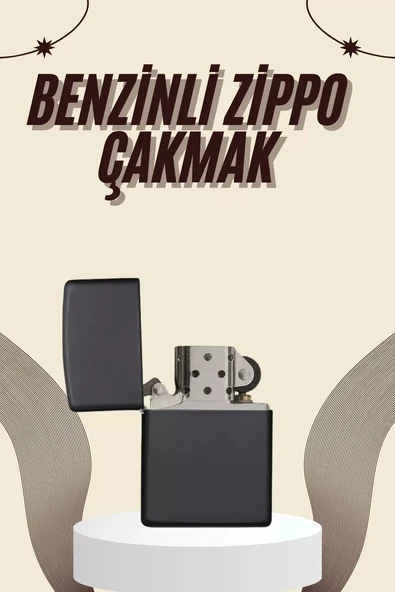 Nevamel® Çakmak Parlak Siyah Benzinli Çakmak Cep Boy Doldurulabilir ürün görseli 1