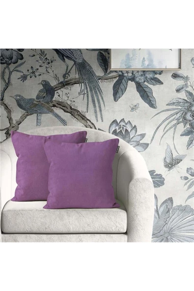 GOCCIA HOME 2'li Kadife Dokulu Kırlent Kılıfı Mor 45x45 ürün görseli 1