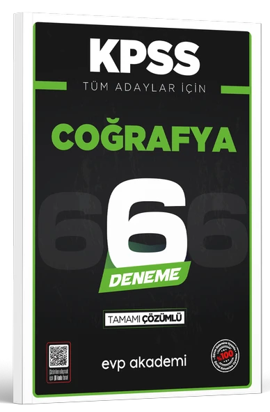 KPSS Tüm Adaylar İçin Coğrafya 6 Deneme Tamamı Çözümlü EVP Akademi ürün görseli 1