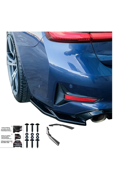 ROAL TUNİNGBMW 3 Serisi G20 Sport Line Arka Tampon Difüzör Flap Seti (2018-2022) - Piano Black ürün görseli 1