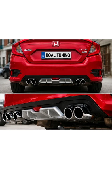 ROAL TUNİNGHonda Civic FC5 Turbo Difüzör Arka Tampon Çift Egzoz Çıkışlı ürün görseli 1