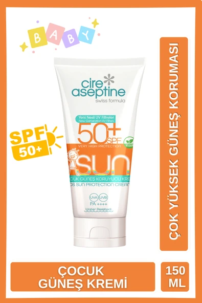 CIRE ASEPTINE Çocuklar İçin Güneş Kremi Spf 50+ Koruma 150 ml ürün görseli 1